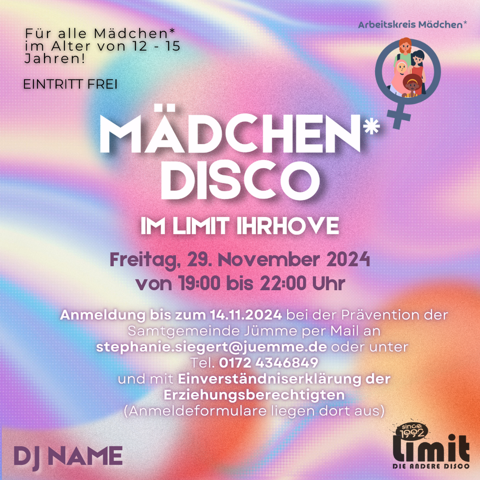 Plakat zur Mädchendisco